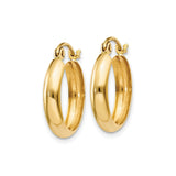 14k Yellow Gold Hoop Earrings, Polished Finish, Latch-Back Closure, Minimalist Style for Women