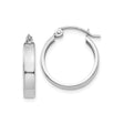14k White Gold Hoop Earrings, Polished Classic Round Design with Latch Back Closure