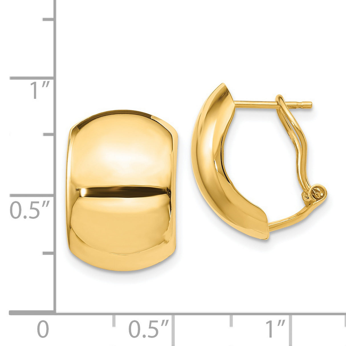 14k Yellow Gold Hoop Earrings with Bold Domed Design and Polished Finish