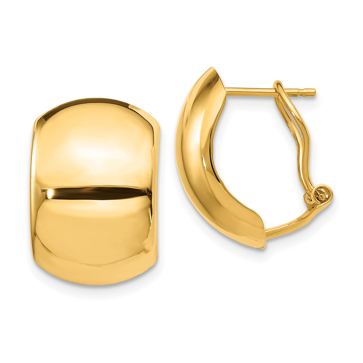 14k Yellow Gold Hoop Earrings with Bold Domed Design and Polished Finish
