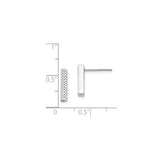 14k White Gold Bar Stud Earrings, Vertical Textured Design, Minimalist Polished Finish