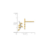 14k Yellow Gold Leaf Climber Earrings with Branch Design and Botanical Motif