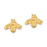 14k Yellow Gold Bee Stud Earrings, Detailed Insect Design, Minimalist Style for Women