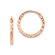14k Rose Gold Hoop Earrings with Diamond Cut Finish, Minimalist Round Lightweight Design