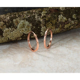 14k Rose Gold Hoop Earrings, Diamond Cut Textured Finish, Lightweight Polished Style