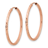 14k Rose Gold Hoop Earrings with Hammered Texture Finish, Lightweight Modern Design