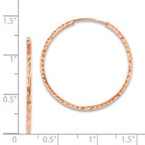 14k Rose Gold Hoop Earrings with Hammered Texture Finish, Lightweight Modern Design