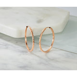 14k Rose Gold Hoop Earrings with Hammered Texture Finish, Lightweight Modern Design