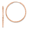 14k Rose Gold Hoop Earrings with Hammered Texture Finish, Lightweight Modern Design