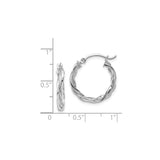 14k White Gold Hoop Earrings with Twisted Braided Rope Design and Latch-Back Closure