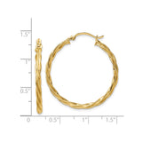 14k Yellow Gold Hoop Earrings, Twisted Rope Style, Lightweight Everyday Jewelry