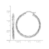 14k White Gold Twisted Hoop Earrings, Braided Design with Polished Finish for Women