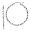 14k White Gold Twisted Hoop Earrings, Lightweight Braided Design for Women