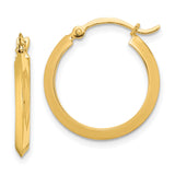 14k Yellow Gold Hoop Earrings, Classic Round Design with Polished Finish and Flat Edge