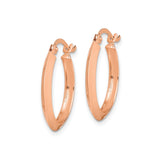 14k Rose Gold Hoop Earrings, Flat Edge Minimalist Polished Design for Women