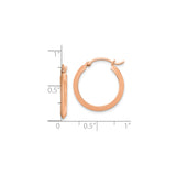 14k Rose Gold Hoop Earrings, Flat Edge Minimalist Polished Design for Women