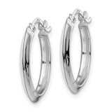 14k White Gold Hoop Earrings, Polished Round Hoops with Hinged Snap Closure, Minimalist Design