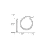 14k White Gold Hoop Earrings, Polished Round Hoops with Hinged Snap Closure, Minimalist Design