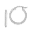 14k White Gold Hoop Earrings, Polished Round Hoops with Hinged Snap Closure, Minimalist Design