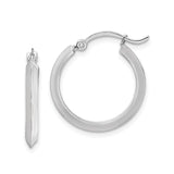 14k White Gold Hoop Earrings, Polished Round Hoops with Hinged Snap Closure, Minimalist Design