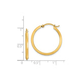 14k Yellow Gold Hoop Earrings, Sleek Flat Edge with Polished Finish, Lightweight Minimalist Style
