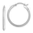 14k White Gold Hoop Earrings, Flat Edge Polished Finish, Lightweight Minimalist Design