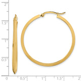 14k Yellow Gold Hoop Earrings, Sleek Flat Edge Design, Polished Minimalist Style