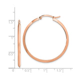 14k Rose Gold Hoop Earrings, Lightweight Tapered Design with High Polish Finish, Minimalist Style
