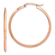 14k Rose Gold Hoop Earrings, Lightweight Tapered Design with High Polish Finish, Minimalist Style