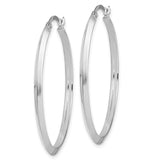 14k White Gold Hoop Earrings, Sleek Flat-Edge Polished Minimalist Design