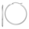 14k White Gold Hoop Earrings, Sleek Flat-Edge Polished Minimalist Design