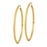 14k Yellow Gold Hoop Earrings with Flat Edge Design, Hinged Closure, Minimalist Style