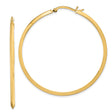 14k Yellow Gold Hoop Earrings with Flat Edge Design, Hinged Closure, Minimalist Style