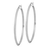 14k White Gold Hoop Earrings, Lightweight Flat-Edge Modern Hoops, High Polish Finish