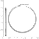 14k White Gold Hoop Earrings, Lightweight Flat-Edge Modern Hoops, High Polish Finish