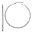 14k White Gold Hoop Earrings, Lightweight Flat-Edge Modern Hoops, High Polish Finish