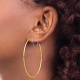 14k Two Tone Gold Hoop Earrings, Large Round Lightweight Design for Women