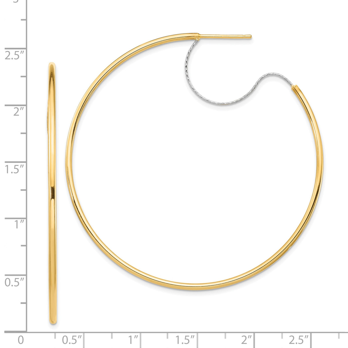14k Two Tone Gold Hoop Earrings, Large Round Lightweight Design for Women