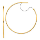 14k Two Tone Gold Hoop Earrings, Large Round Lightweight Design for Women