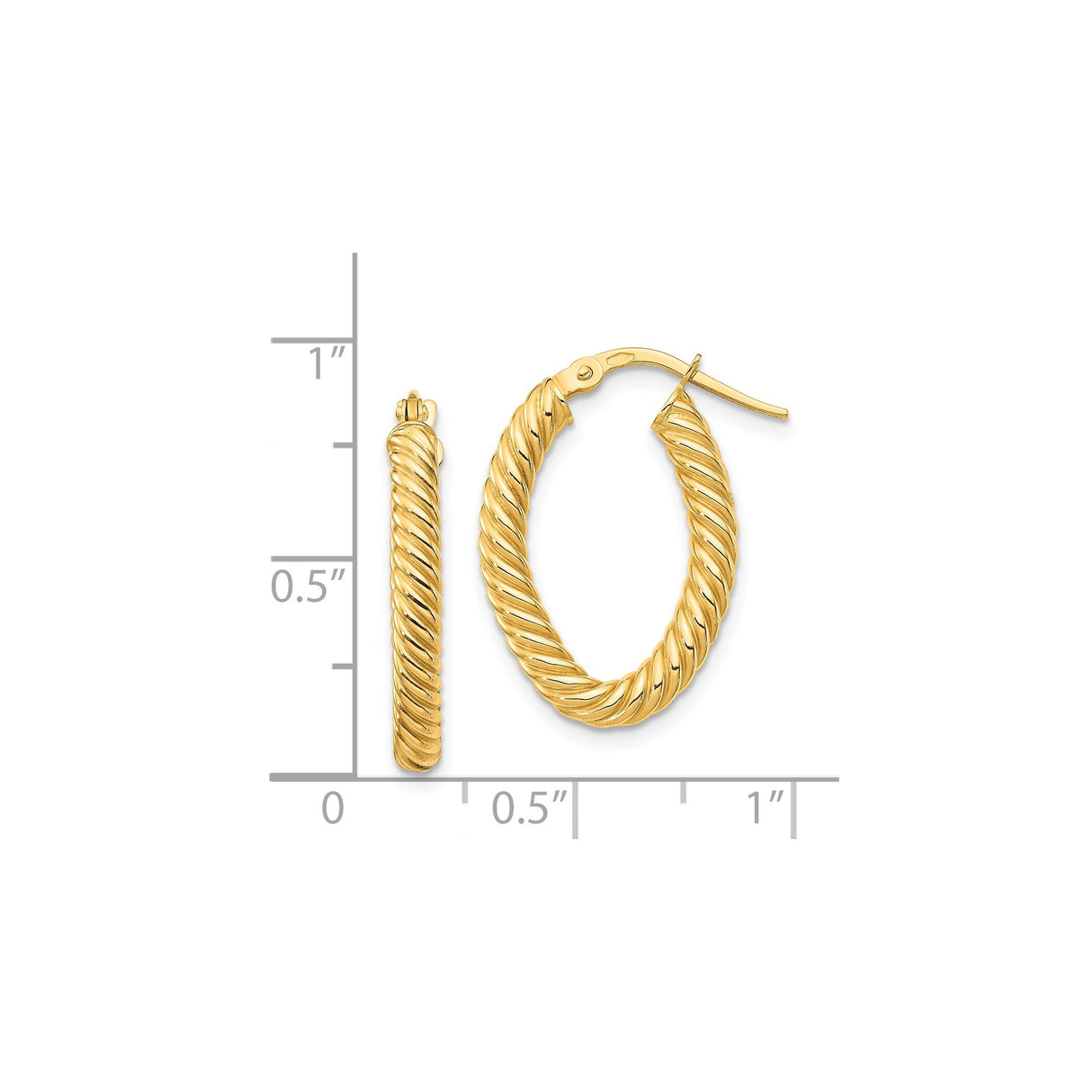 14k Yellow Gold Twisted Hoop Earrings, Medium Rope Design, Polished Chunky Style for Women