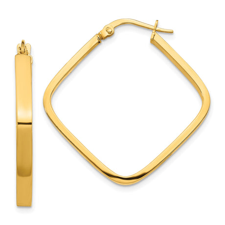 14k Yellow Gold Square Hoop Earrings, Sleek Minimalist Design for Women