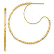 14k Yellow Gold Hoop Earrings, Textured Diamond Cut with Polished Finish