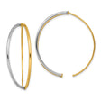 14k Yellow Gold Hoop Earrings, Two Tone Rhodium, Polished Minimalist Open Style for Women