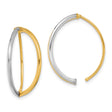 14k Yellow Gold Hoop Earrings, Two-Tone Twist Design with Rhodium for Women