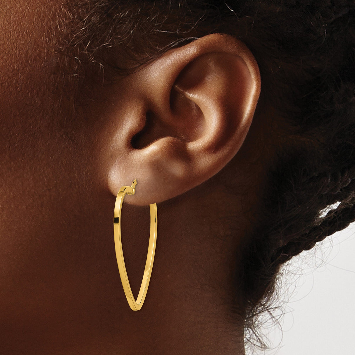 14k Yellow Gold Heart Shaped Hoop Earrings, Lightweight Minimalist Design for Women