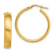 14k Yellow Gold Hoop Earrings with Brushed Satin Finish, Modern Minimalist Style