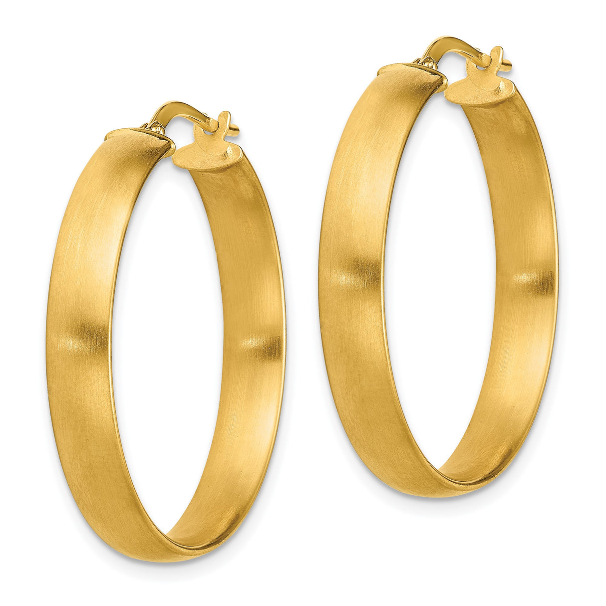 14k Yellow Gold Hoop Earrings, Medium Round Polished Hoops, Minimalist Daily Wear Design
