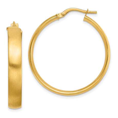 14k Yellow Gold Hoop Earrings, Medium Round Polished Hoops, Minimalist Daily Wear Design
