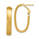 14k Yellow Gold Oval Hoop Earrings, Brushed Finish Minimalist Lightweight Hoops for Women