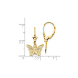 14k Yellow Gold Dangle Earrings with Intricate Butterfly Charms, Nature-Inspired Design for Women